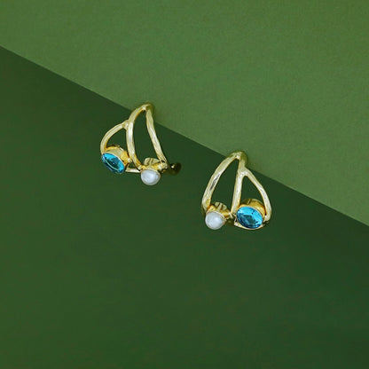 Curvy Hammered Pearl Glossy Earring