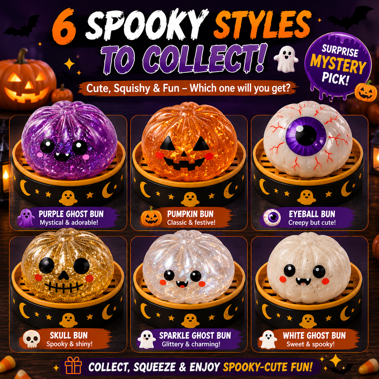 🔥70% OFF TODAY 🎃Halloween Steamed Bun Squishy Mystery Box Toy