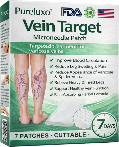 [FDA-Registered & GMP Certified]| 𝙋𝙪𝙧𝙚𝙡𝙪𝙭𝙤® 🇺🇸VeinTarget Microneedle Patch⚡Instant Relief, Long-Term Results