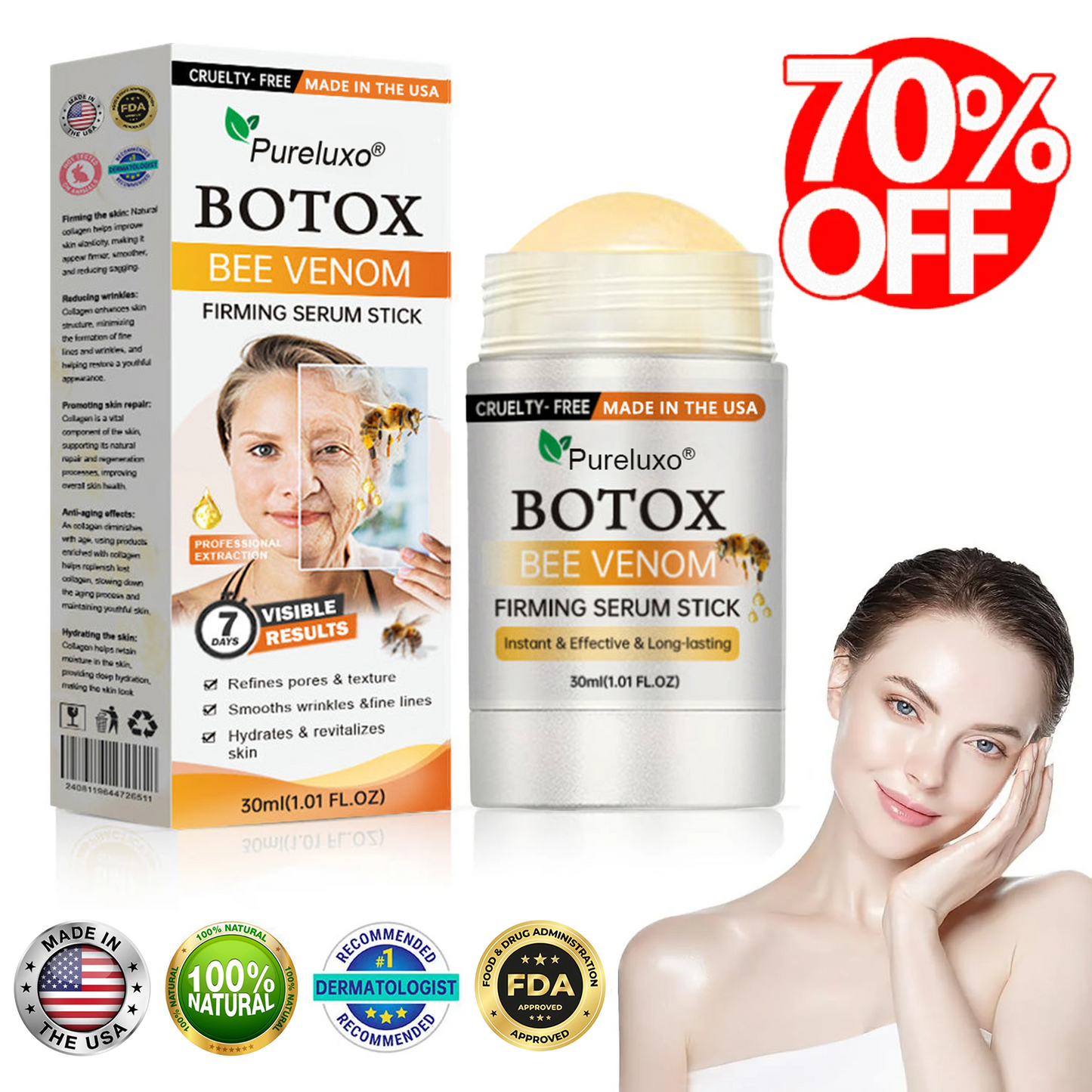 Made and Shipped from USA✨Pureluxo® Botox Bee Venom Firming Serum Stick(🔥LAST DAY 70% OFF)💄