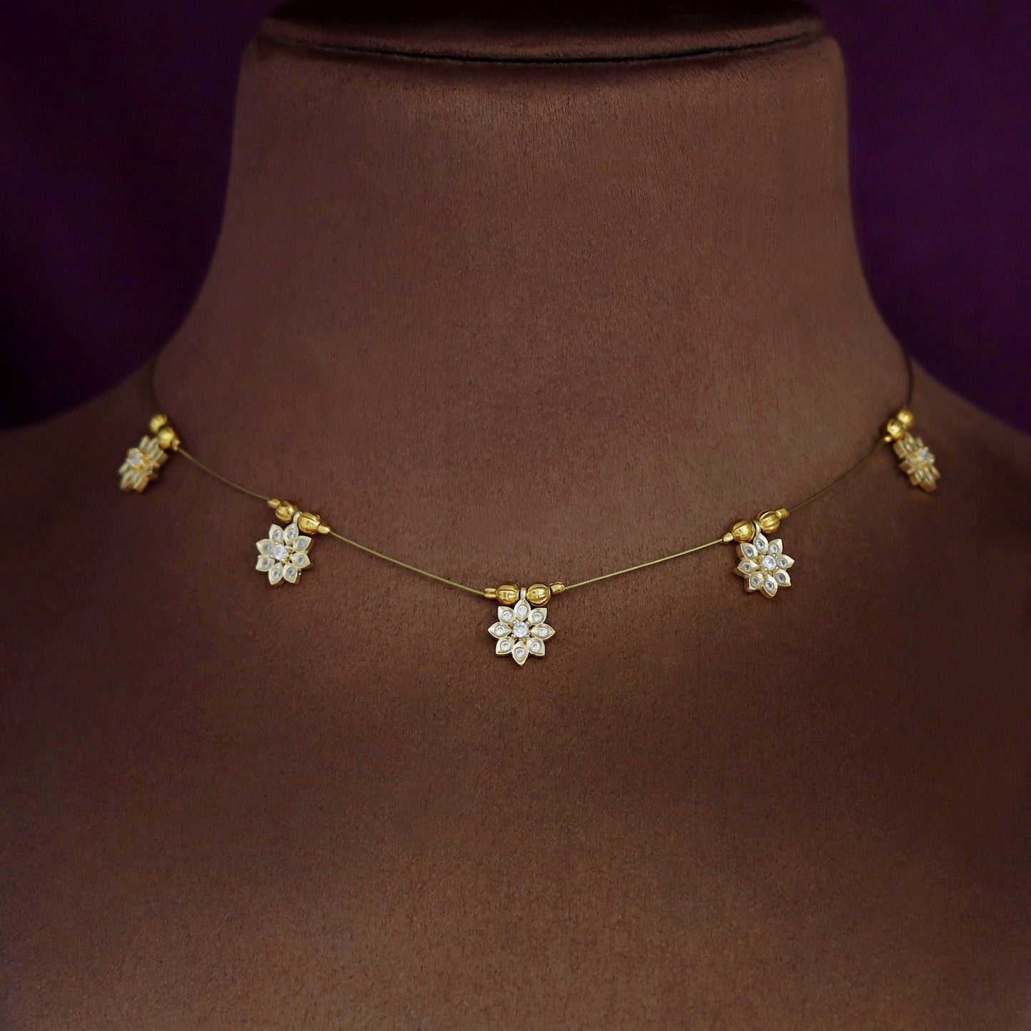 Floral Golden String Neckpiece