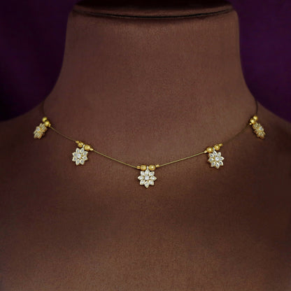 Floral Golden String Neckpiece